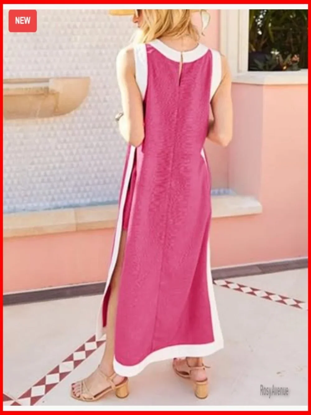 Sleeveless Maxi Dress & Shorts Set, Boho Color Block, Pockets, Lightweight